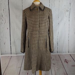 Coach Houndstooth Tweed Wool Coat Jacket - Large